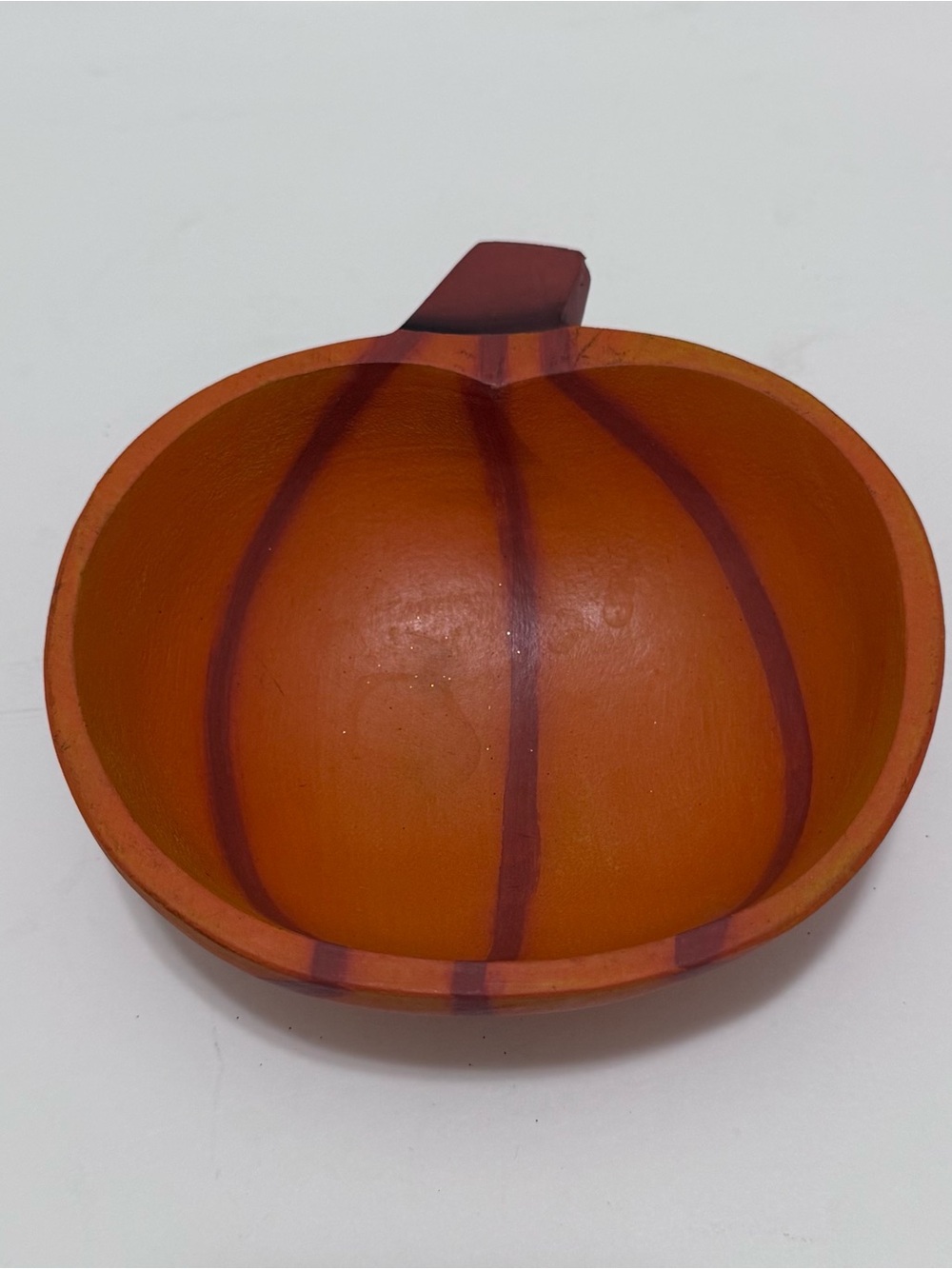 Pumpkin Shaped Wooden Bowl Orange NWT